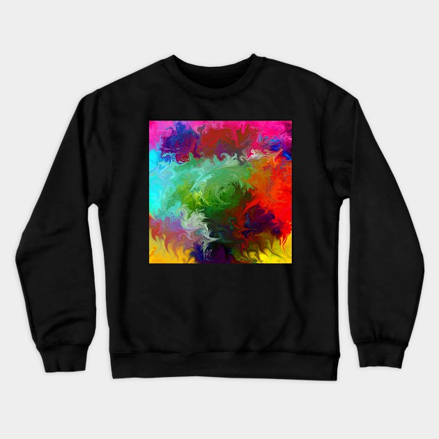 abstract art red orange pink green Crewneck Sweatshirt by druidwolfart